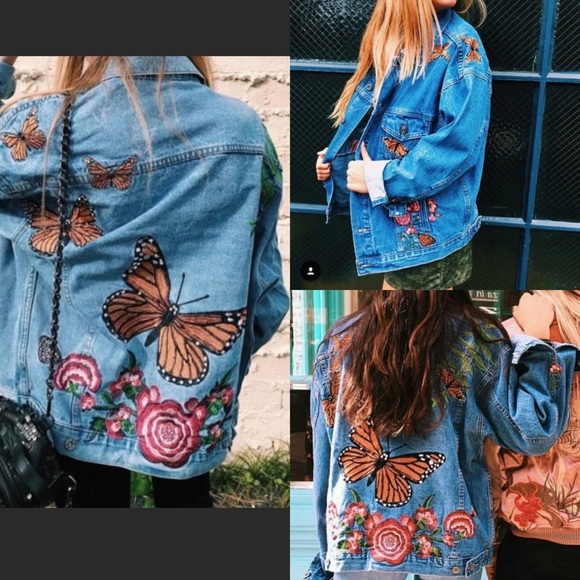 ‼️SOLD‼️ LF Carmar denim butterfly jacket - Picture 1 of 8